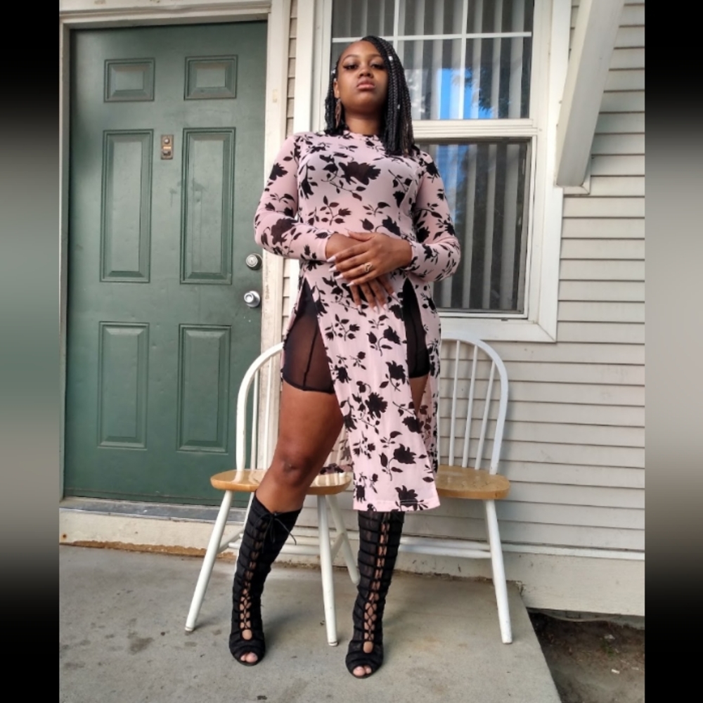 Flower print dress shirt